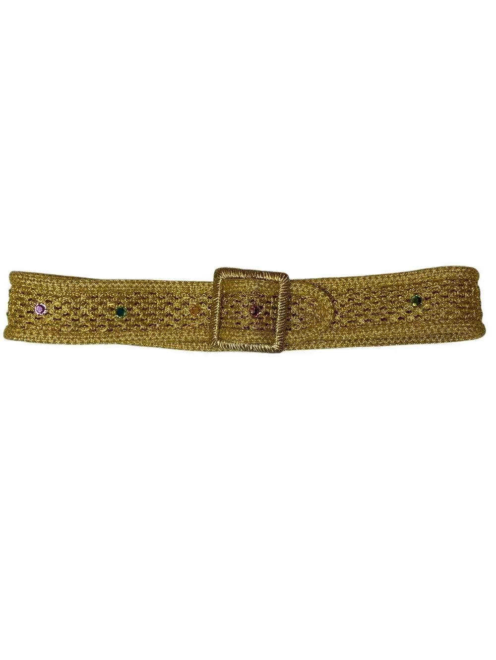 Vintage Golden Glam Crochet Belt Sparkly Gems